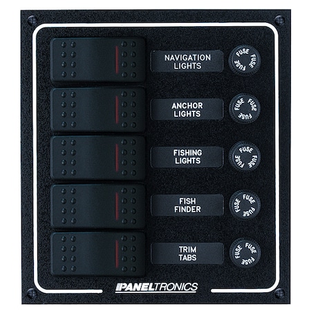 Paneltronics Waterproof Dc 5 Position Lighted Rocker & Fuse 9960007B
